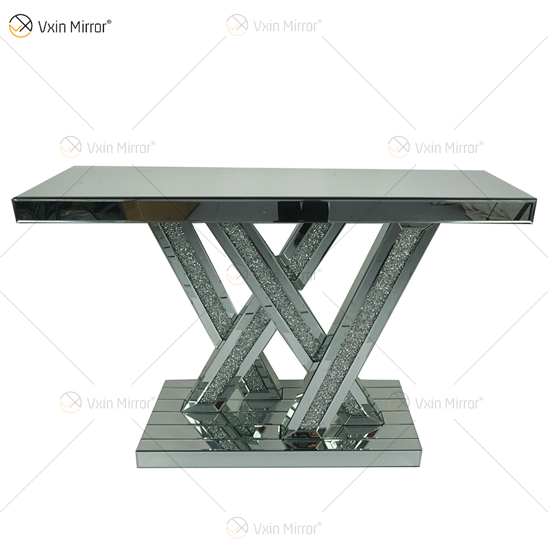 Vxin Mirror Hot Sell Silver Crystal W Design Console Table with Mirror Hallway in Living Room Furniture