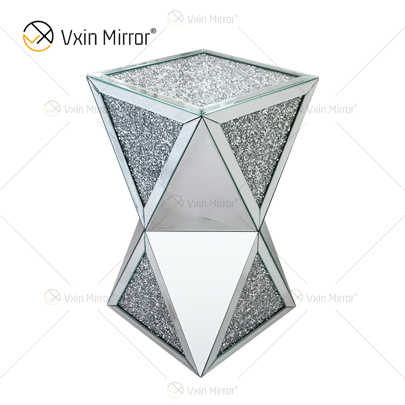 Factory Hot Sale WXF-081 Silver Diamond Side Table 3D Modern Luxury Mirrored Side Table