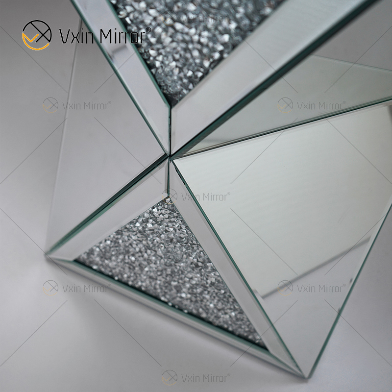 Factory Hot Sale WXF-081 Silver Diamond Side Table 3D Modern Luxury Mirrored Side Table