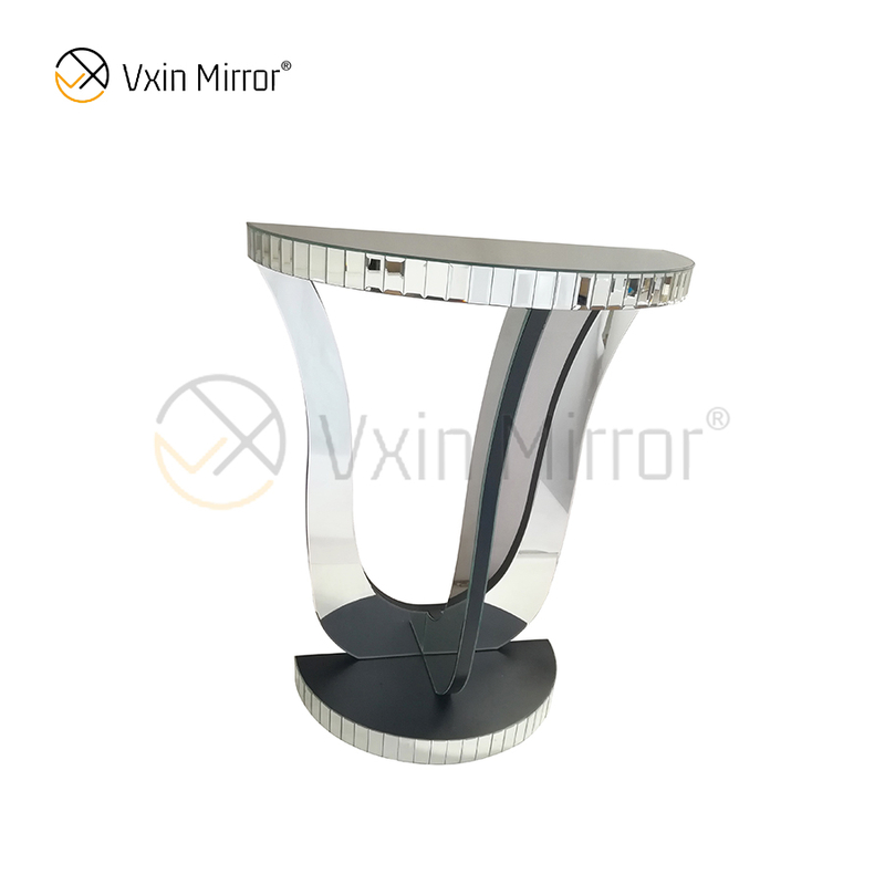 Hot Sell Vxin Mirror WXF-2119 Elegant Plaid Half Oval Mirrored Side Table