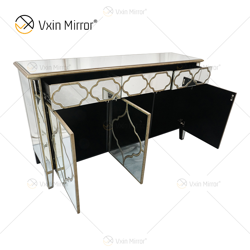 Unique Sideboard WXF-667 Luxury Mirored Cupboard Cabinet With 3 Drawers 3 Doors