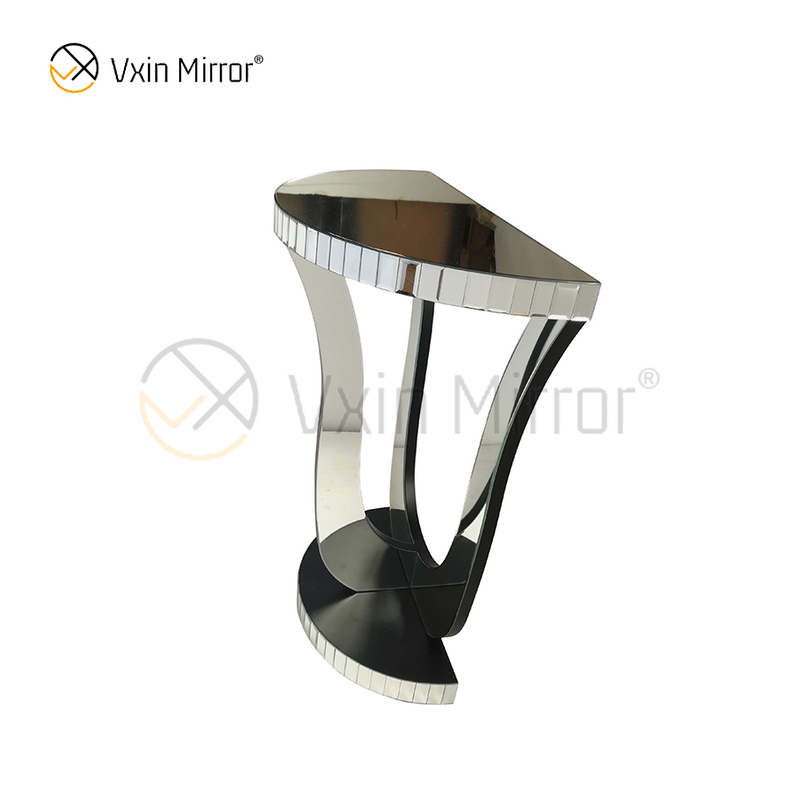 Hot Sell Vxin Mirror WXF-2119 Elegant Plaid Half Oval Mirrored Side Table