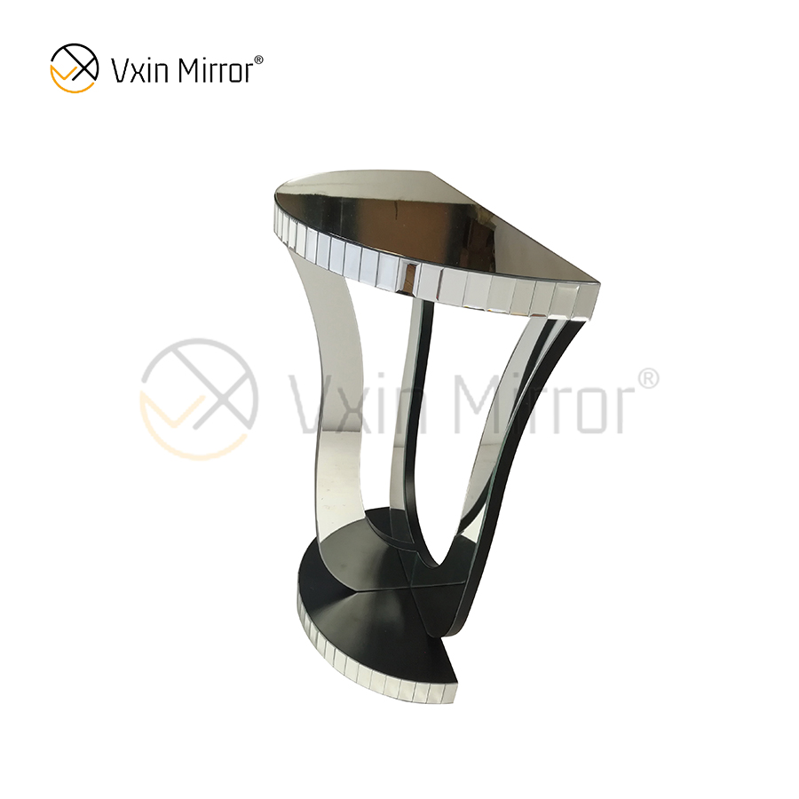 Hot Sell Vxin Mirror WXF-2119 Elegant Plaid Half Oval Mirrored Side Table