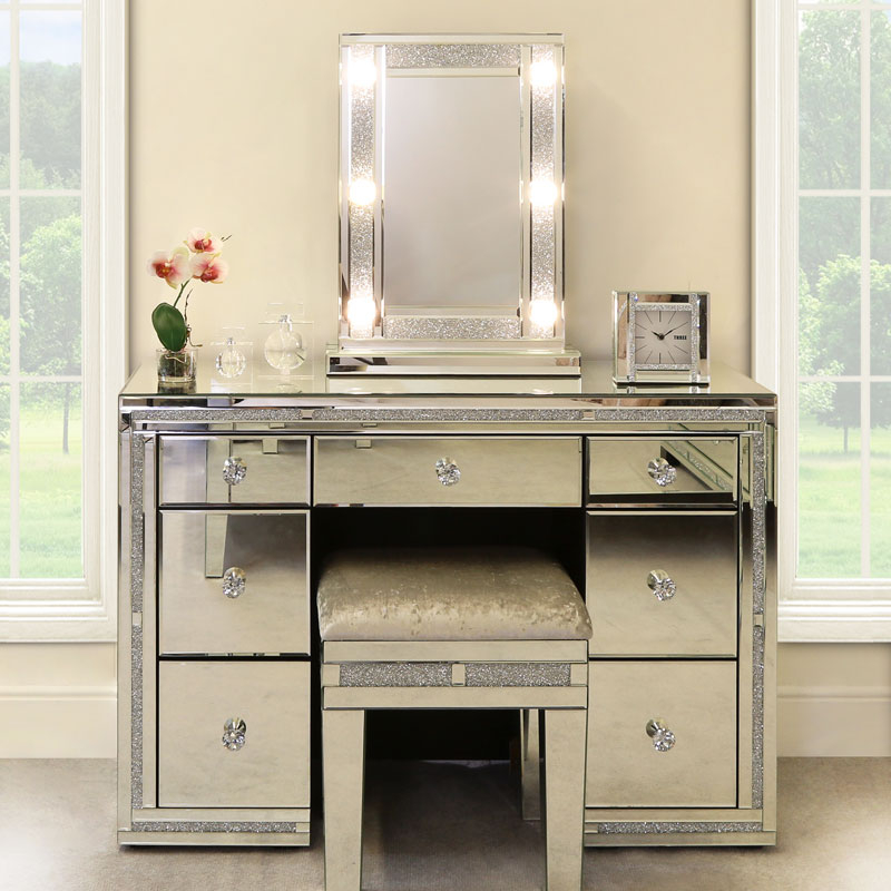 Venetian Dressing Styles VXin WXDL-103 Sparkle Hollywood Mirror Dressing Table Set with 3 Colors Bulbs