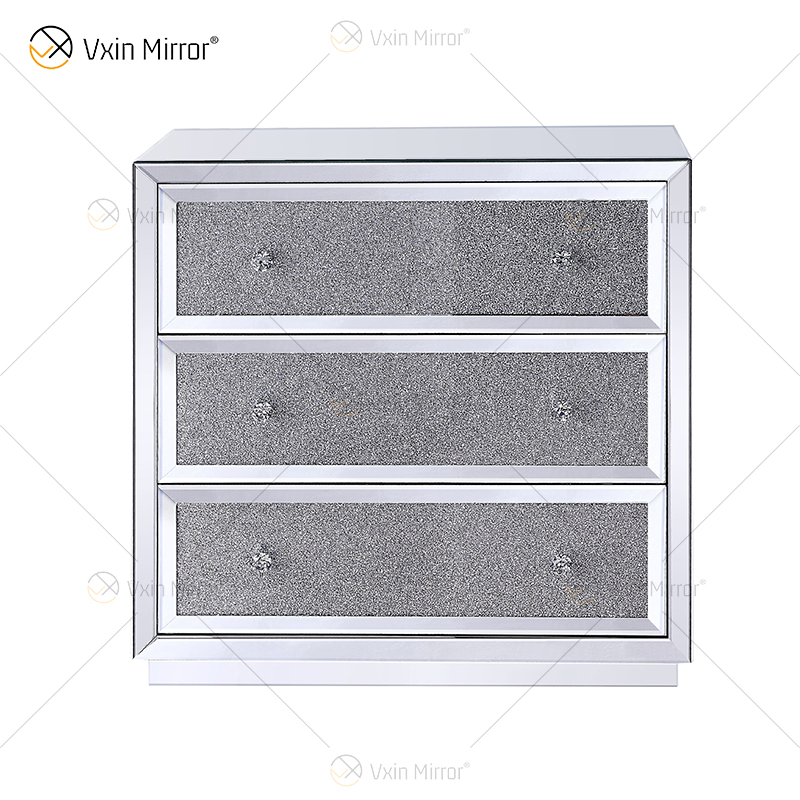 Good Quality Silver WXF-1001 Crushed Diamond Nightstand Modern Decor Bedside Table with 3 Drawer