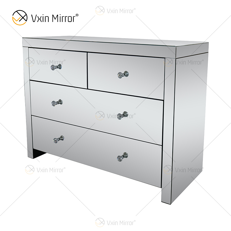 Factory Supply WXF-804 Silver Home Decor Mirored Cupboard Cabinet With Muti Drawers
