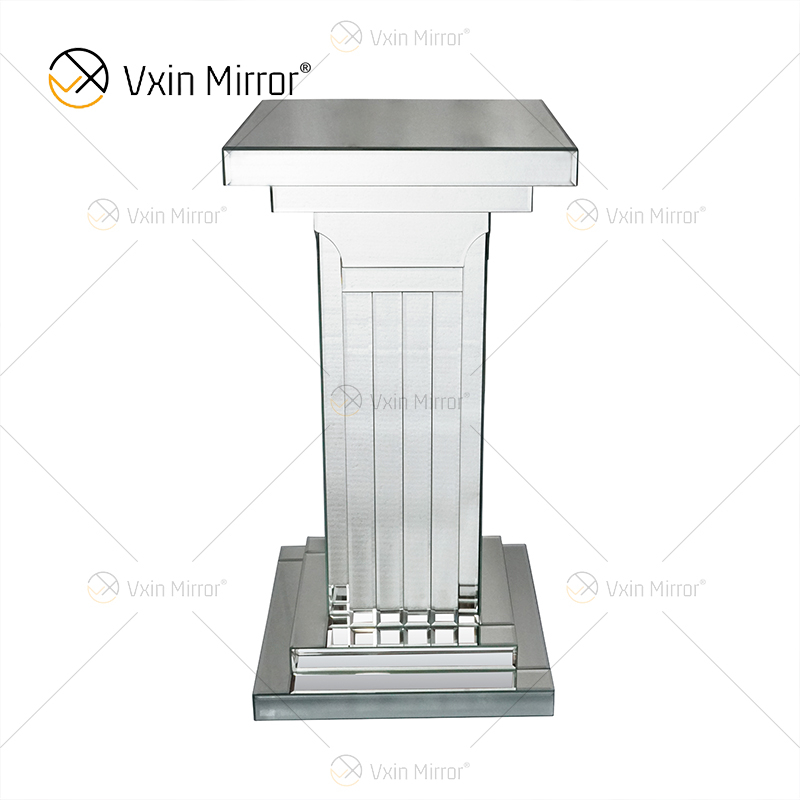 Vxin Mirror WXF-010 Brown & Silver Roman Pillar Mirrored Side Table