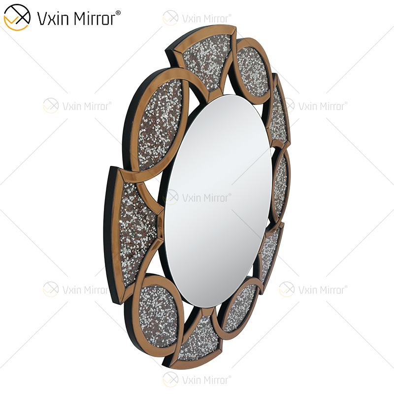 Gold Factory Supply Home Decor Round 3 Colors Diamond Crush Mirror Wall Sticker