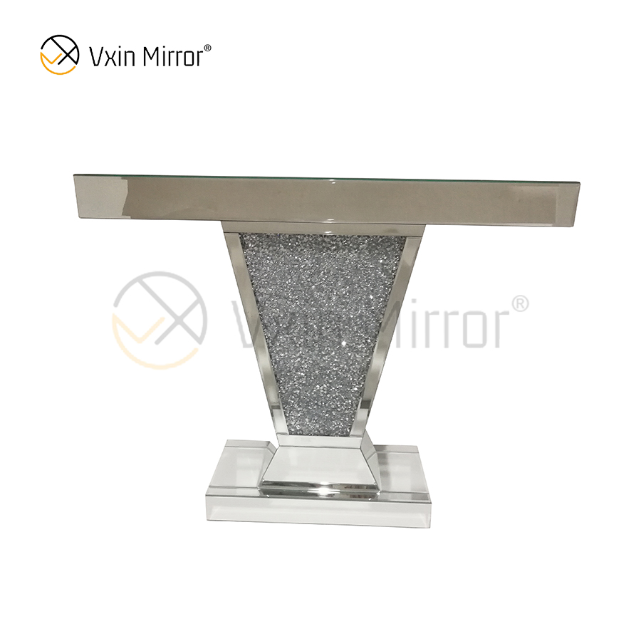 Factory Direct Sale WXF-119 Modern Silver Decorative Furniture Crystal Diamond Mirrored Console Table