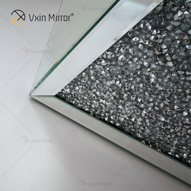 Factory Hot Sale WXF-081 Silver Diamond Side Table 3D Modern Luxury Mirrored Side Table