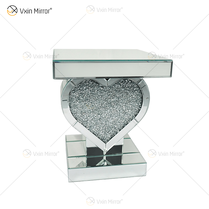 Heart Decor End Table WXF-508-1 Silver Crushed Diamond Mirrored Bedside Tabel Home Furniture