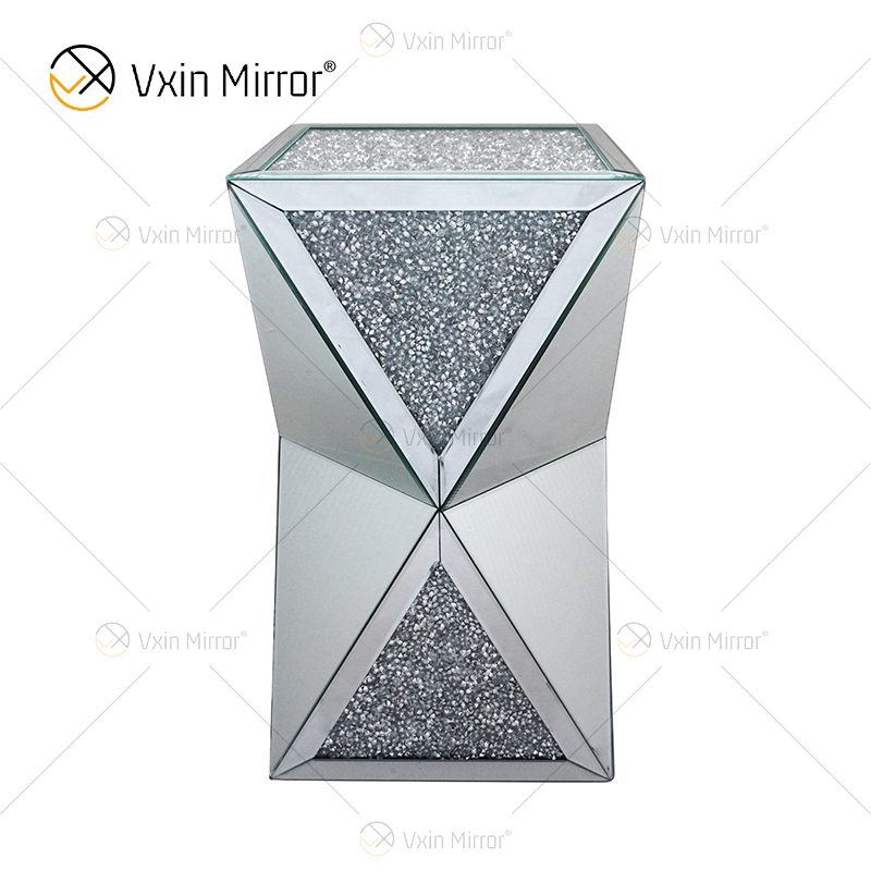 Factory Hot Sale WXF-081 Silver Diamond Side Table 3D Modern Luxury Mirrored Side Table