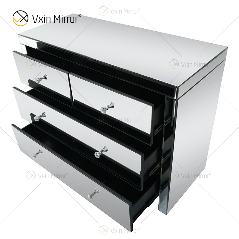 Factory Supply WXF-804 Silver Home Decor Mirored Cupboard Cabinet With Muti Drawers