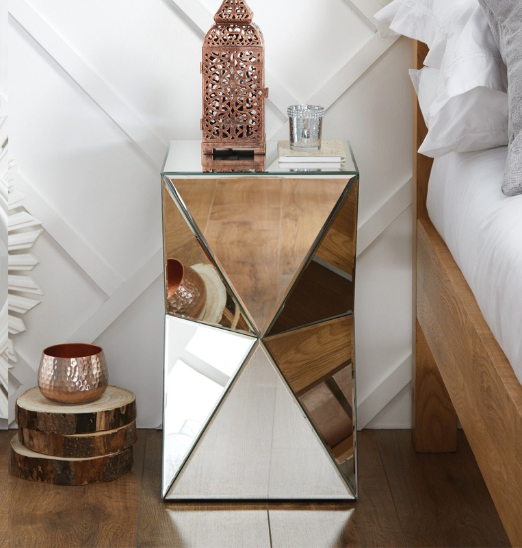 Modern Design Round Top Balck Mirrored BedSide Table Leib Block End Table Crystal Console Table for Sofas WXWF-953