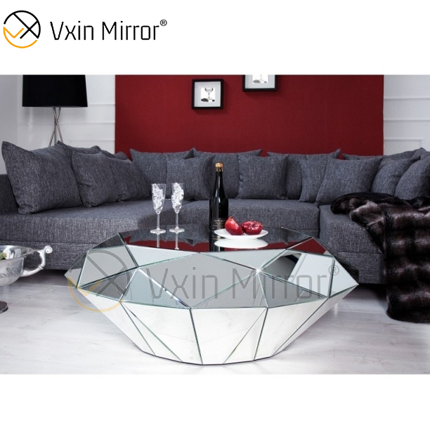 OEM Homemade WXF-1037 Triangle Silver Glass Coffee Table Mirrored End Table