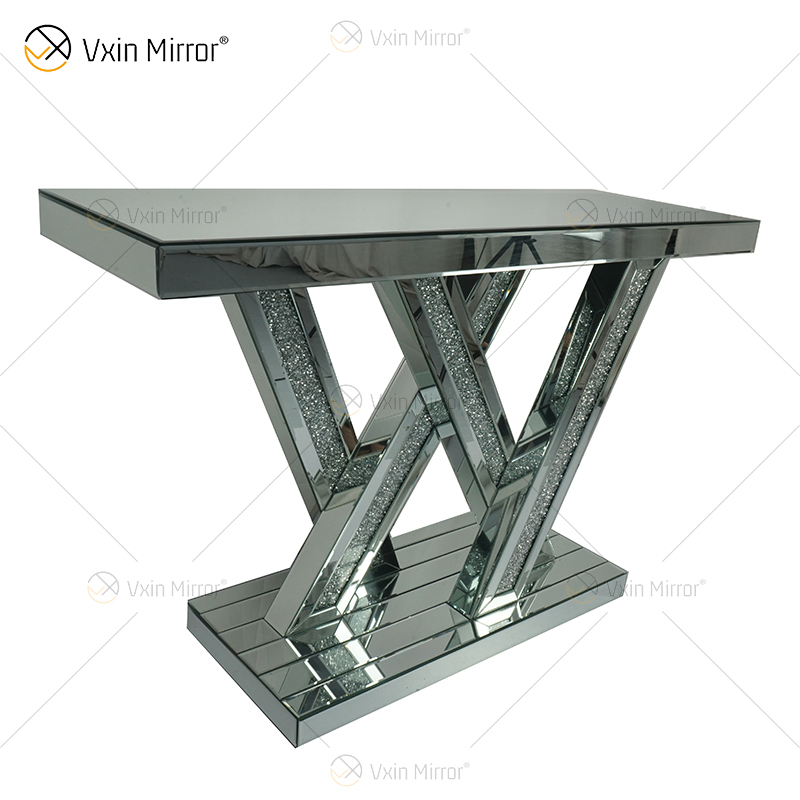 Vxin Mirror Hot Sell Silver Crystal W Design Console Table with Mirror Hallway in Living Room Furniture