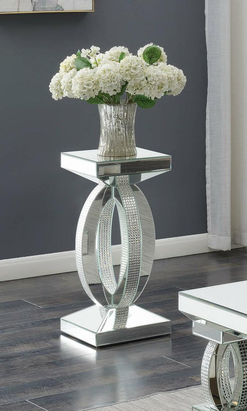 Avonlea Square Lower Shelf Clear Mirror End Table Mirrored Bedside Table Modern Living Room Sofas Furniture WXWF-293