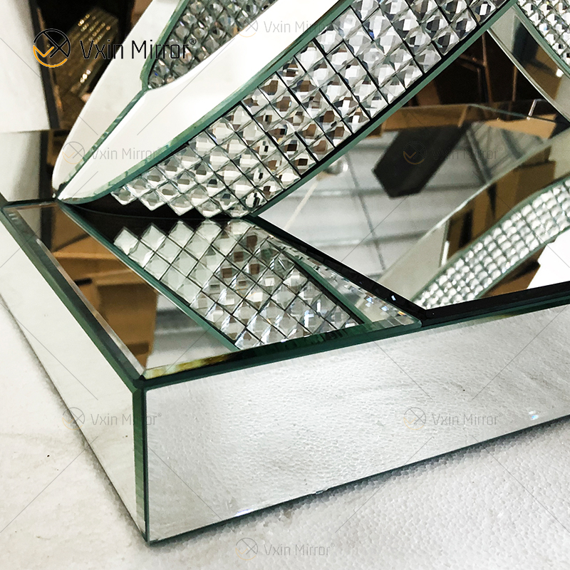 WXWF-128 Home Decor Crystal Silver Glass Furniture Mirrored Side Table