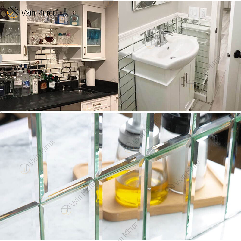 Bevel Edge Mirror Custom Modern Ceramic Tile Lobby Home Wall Decoration Hot Sale Mirror Wall Art Home Decor for HOME USE