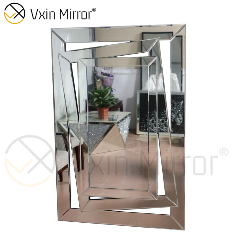 3D Carved Wall Decoration WXM-1505 Silver Modern Wall Hanging Mirror