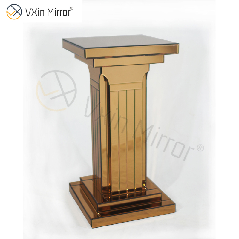 Vxin Mirror WXF-010 Brown & Silver Roman Pillar Mirrored Side Table