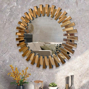Starburst Small/Large Silver Stylish 3D Circular Round Modern Living Room Bedroom Wall Mirror WXM-1021