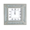 Cheap WXMC-003 Modern Mirrored Clock Silver Decorative Crushed Diamond Mirror Wall Clock