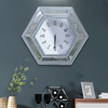 Hot Sale Modern Mirrored Clock Silver Hexagon Mirror Clock Crushed Diamond Decoration Mirror Wall Clock