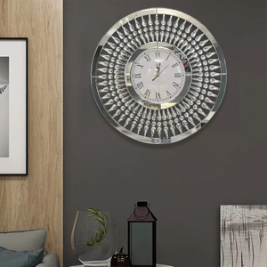 Hot Sale Silver WXC-071 Crystal Golden Brown Modern Mirror Wall Clock