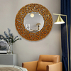 Golden Luxury Wall Decoration Silver Crystal Glass Wall Round Hanging Mirror