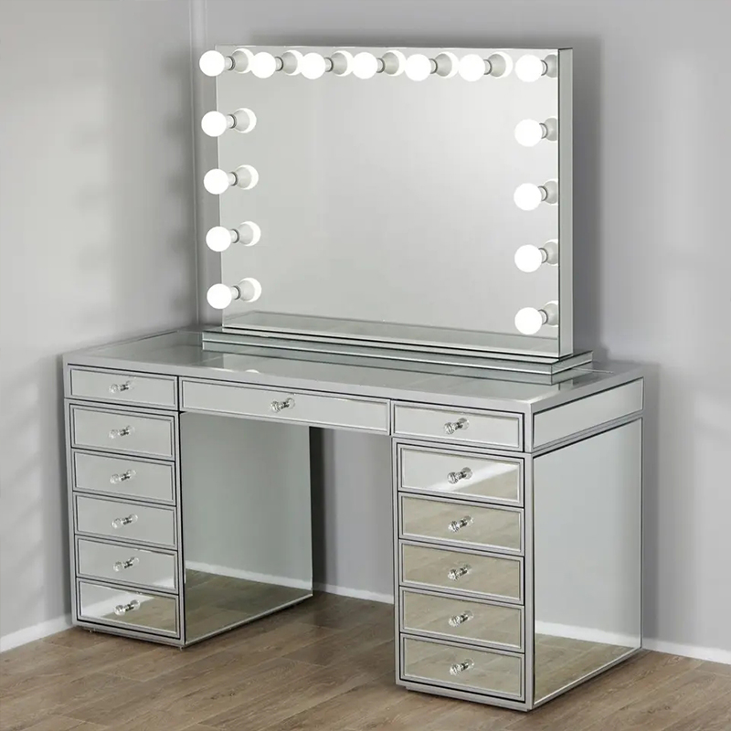 Mirror Vanity Set Silver 13 Draw