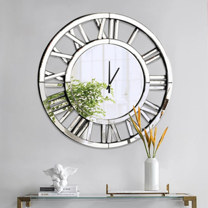 Hot Sale WXMC-04 Modern Wall Decorative Elegant Roman Numeral Design Silver And Gold Wall Mirror Clock