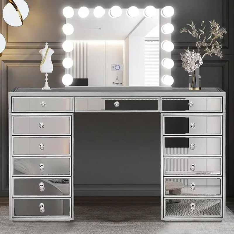 Mirror Vanity Set Silver 13 Draw