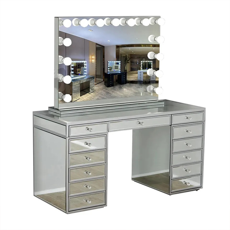Mirror Vanity Set Silver 13 Draw