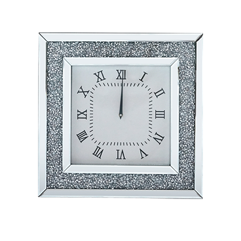 Mirrored Clock WXMC-011 Silver Decorative Clock With Crushed Diamond
