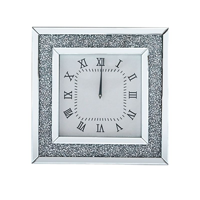 Mirrored Clock WXMC-011 Silver Decorative Clock With Crushed Diamond