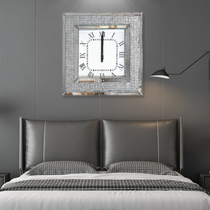 Modern Mirrored Clock WXMC-092 Silver Decorative Clock With Crushed Diamond