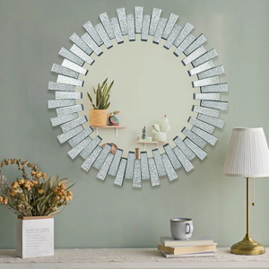 High Quality WXM-1138 Wall Decoration Diamond Shade Silver 3D Glass Wall Hanging Mirror