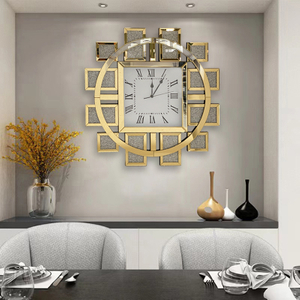 Mirrored Clock WXMC-082 Crushed Diamond Brown Luxury Round Clock