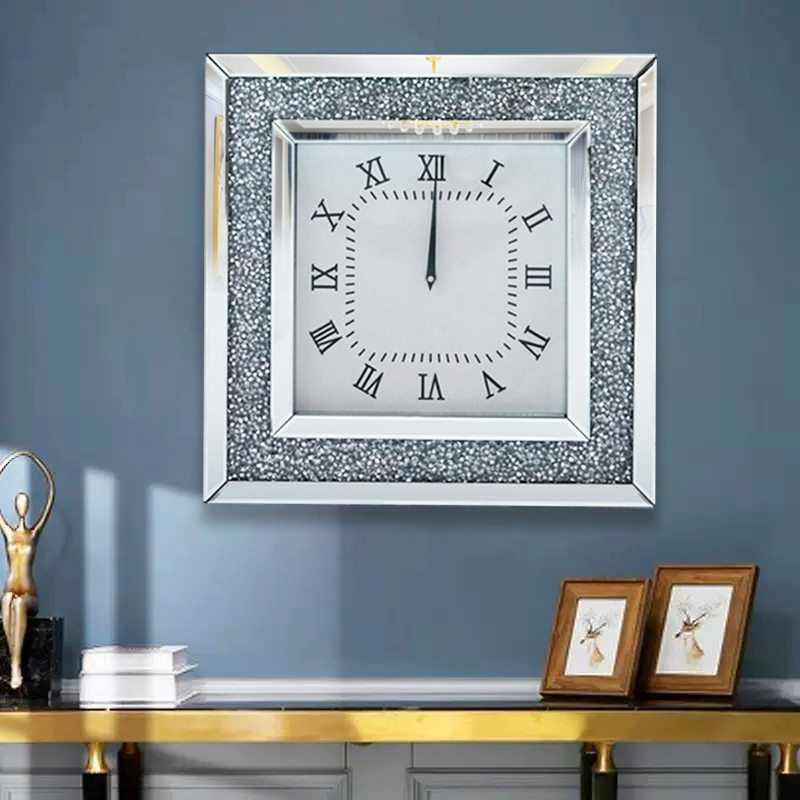 mirror with clock and light