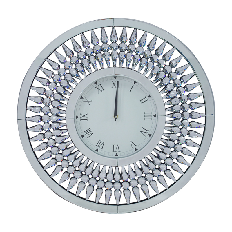 Hot Sale Silver WXC-071 Crystal Golden Brown Modern Mirror Wall Clock