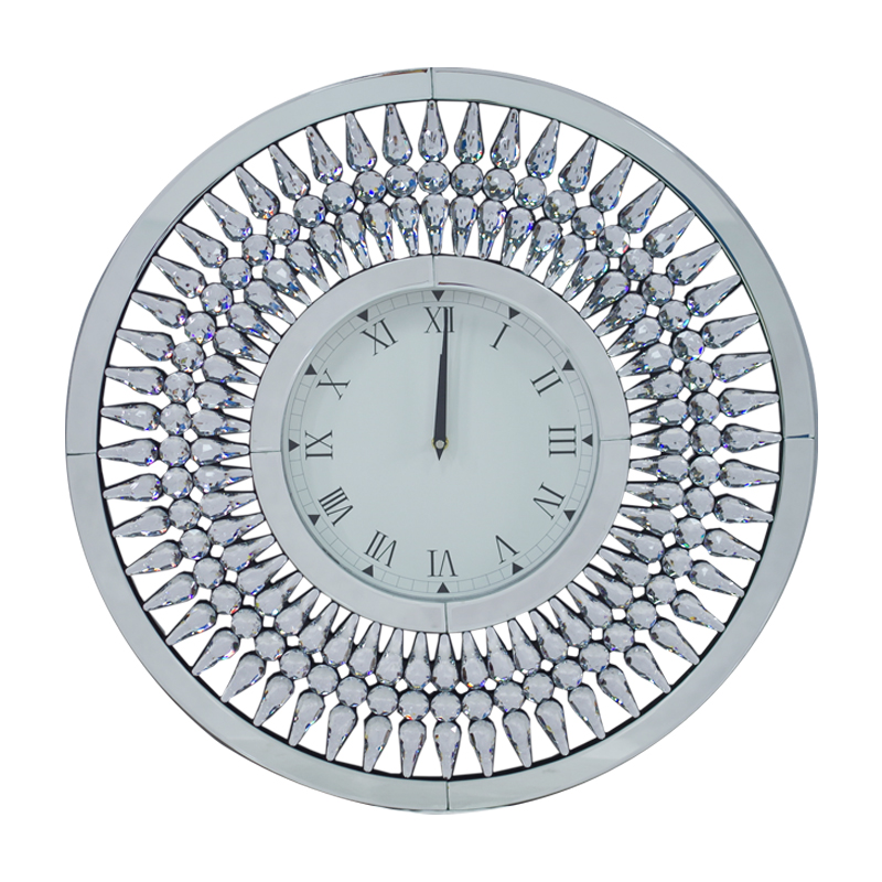 Hot Sale Silver WXC-071 Crystal Golden Brown Modern Mirror Wall Clock