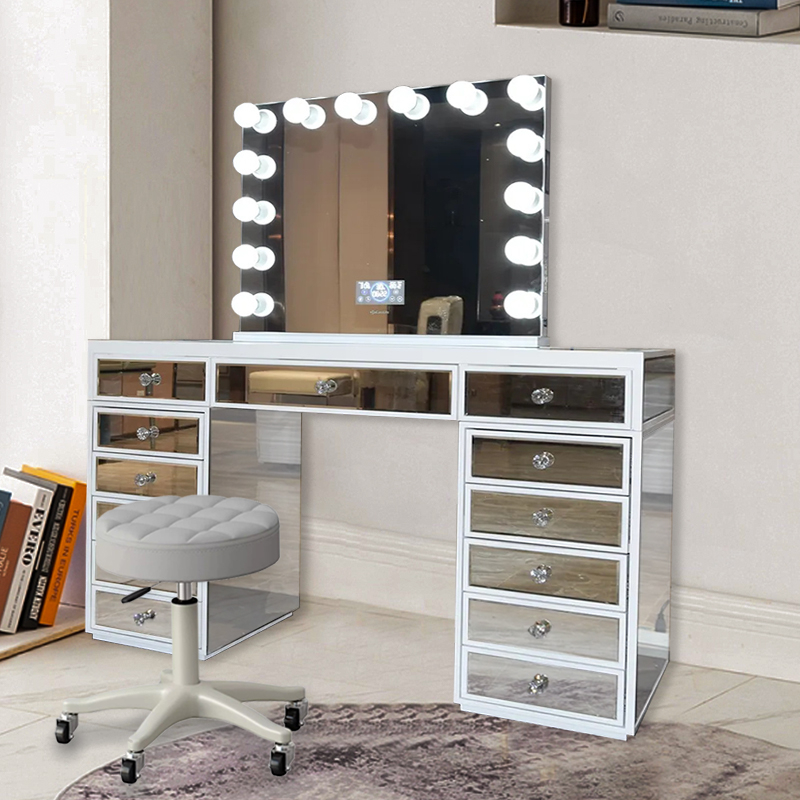 White Mirror Vanity Set 13 Draws