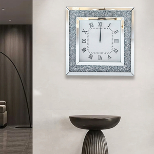 Mirrored Clock WXMC-011 Silver Decorative Clock With Crushed Diamond