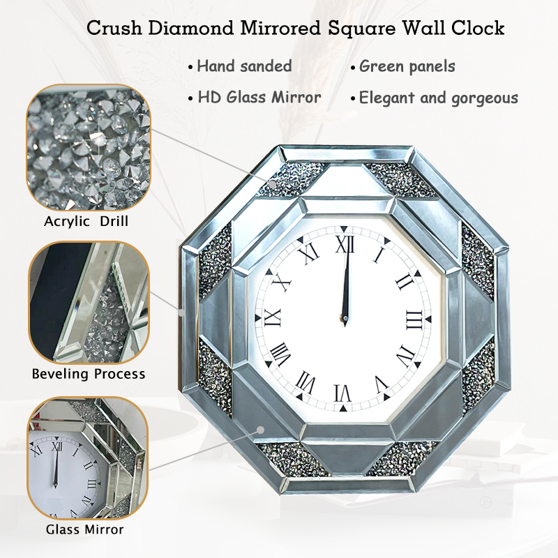 glass mirrored wall clocks