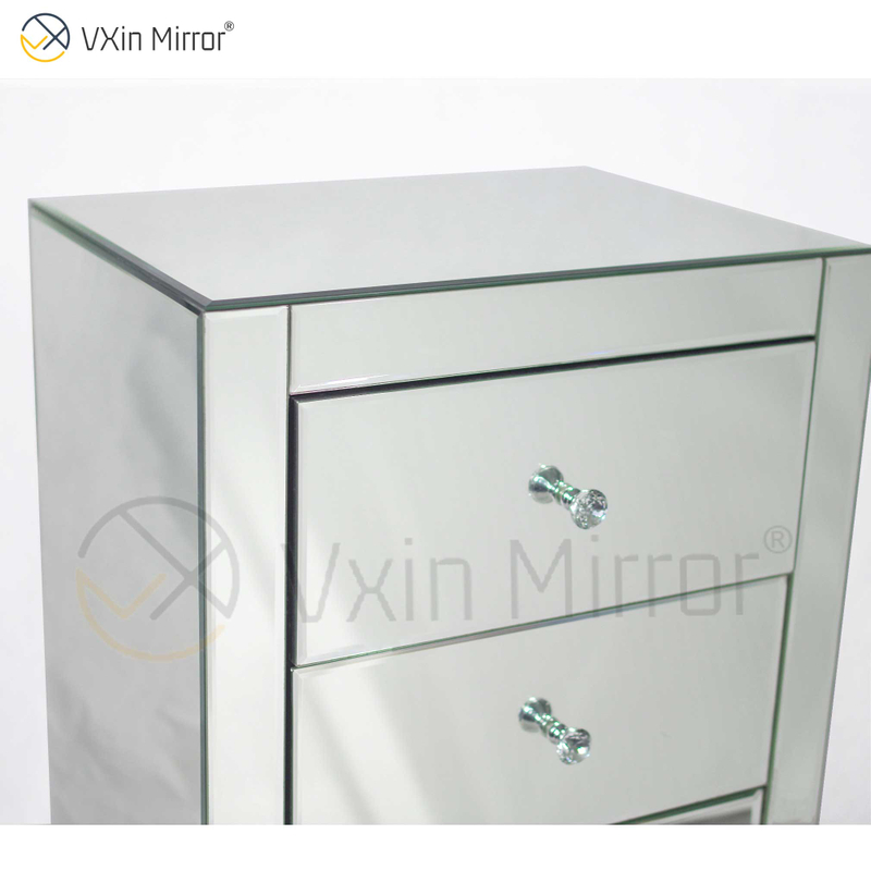Modern Bedroom Furniture Mirrored Bedside Table with Drawers Customized For Sofas WXF-031