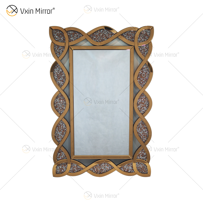 Home Mirrored Furniture Rectangle Console Mirror Crushed Diamond Wall Mirror
