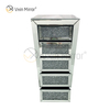 Vxin Mirror Silver Crushed WXWF-707 Diamon Nightstand Bevel Bedside Table With 5 Drawer Mirrored Bedside Table
