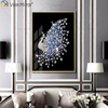 Luxury Aluminum Frame Display Peacock Crystal Porcelain Painting Sofa Background Wall Hanging Painting Living Room Decoration