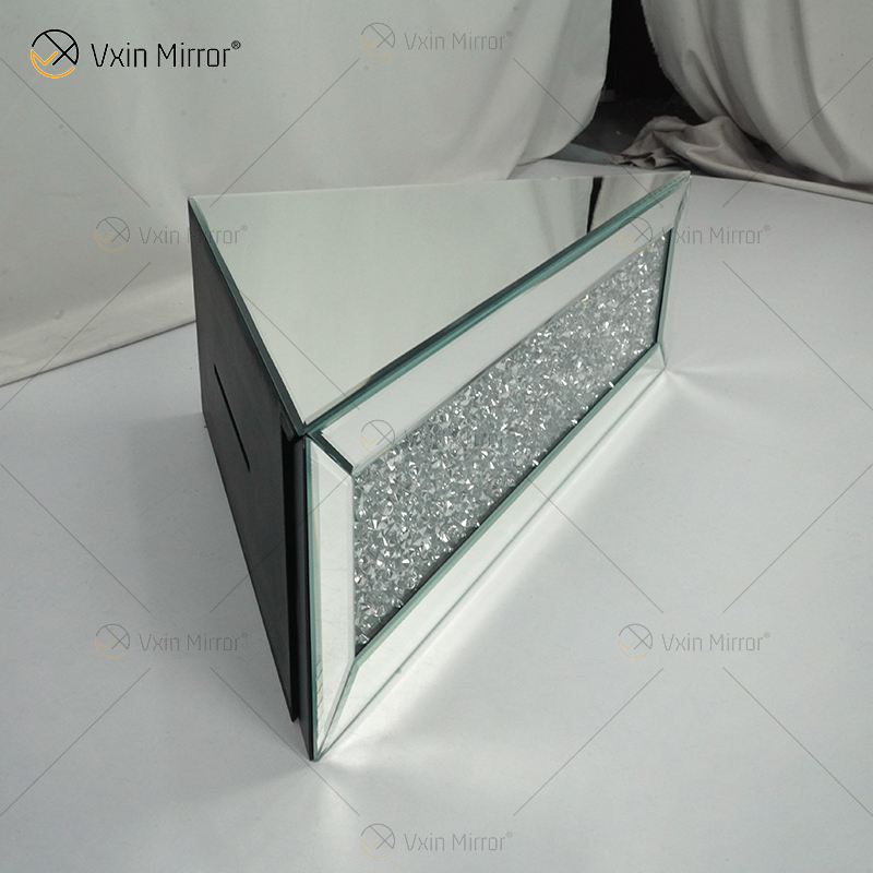 Vxin Factory Supply WXF-152 Silver Wall Decor Silver Crushed Diamond Mirror Wall Shelf
